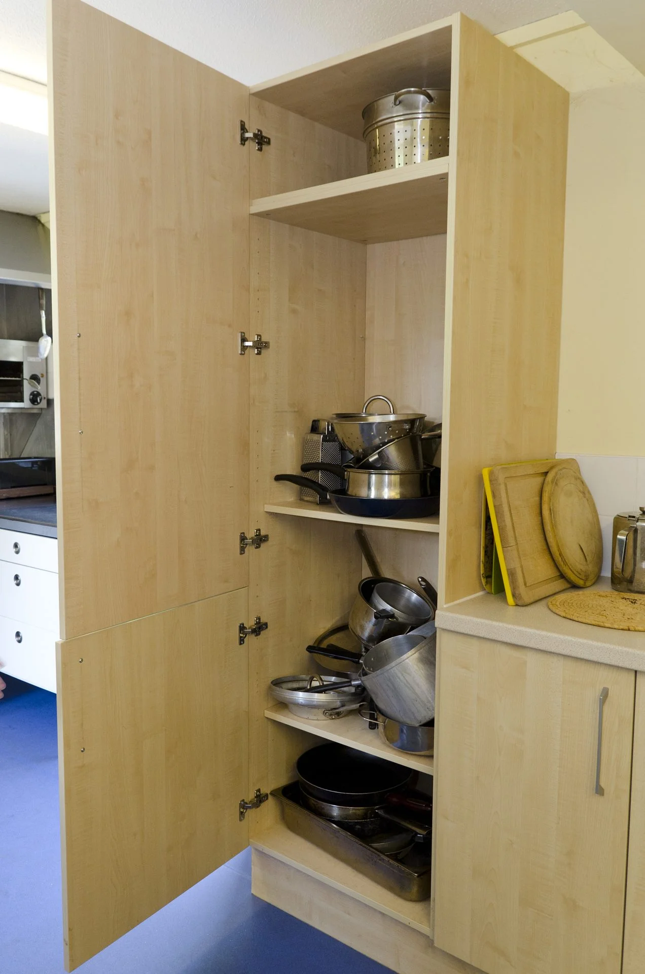 Kitchen utensils, pots, pans and crockery